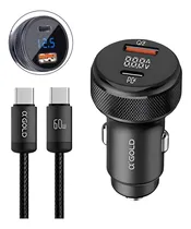 Comprar Carregador Veicular 60w Turbo Usb E Usb-c C Cabo Fonte Carro Cor Fonte + Cabo (preto)