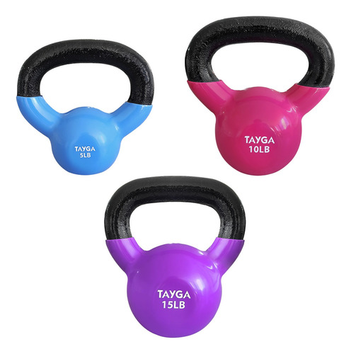 Set Pesas Rusas Vinil 5,10,15 Lbs Kettlebbell Crossfit Gym Color Celeste