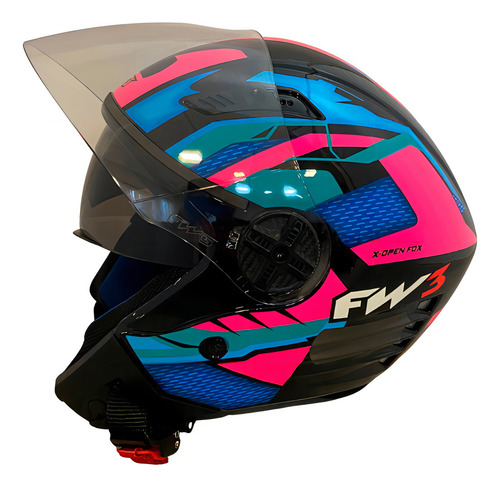 Capacete Feminino Aberto X Open Up Fox Fw3 Oculos Interno