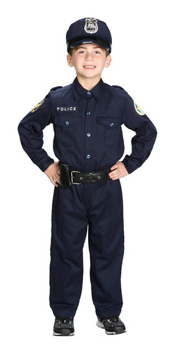 Disfraz Para Niño Oficial De Policia Traje Con Gorro Y