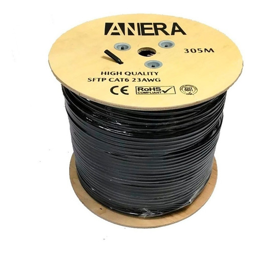 Rollo De Cable S/ftp Anera Cat6 305m Exterior Blindado Negro