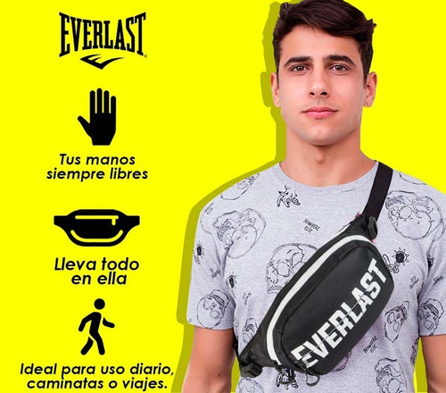 Imagen 6 de 10 de Riñonera Everlast Vintage Deportiva Grande Viaje Unisex