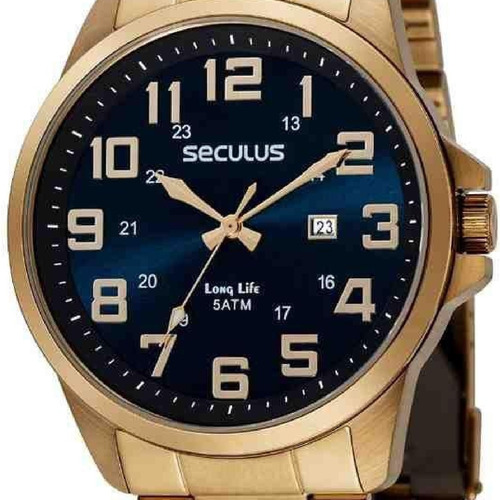 Relógio Masculino Seculus Analógico 44042gpsvda2 - Dourado Cor do fundo Preto
