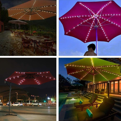 Iluminación Solar Para Sombrilla Con Control Remoto 8modos .