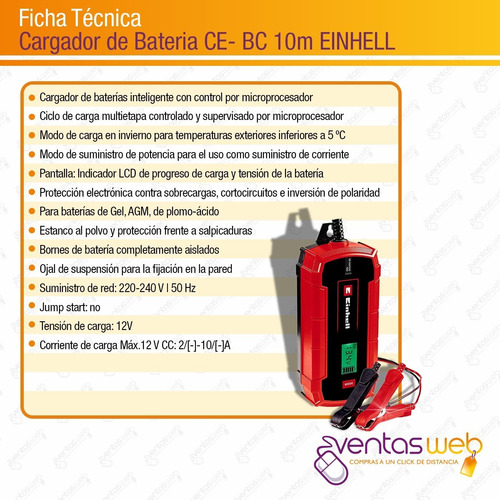 Imagen 6 de 7 de Cargador De Bateria 12v 3 A 200 Amp Einhell Auto Moto Ce-bc