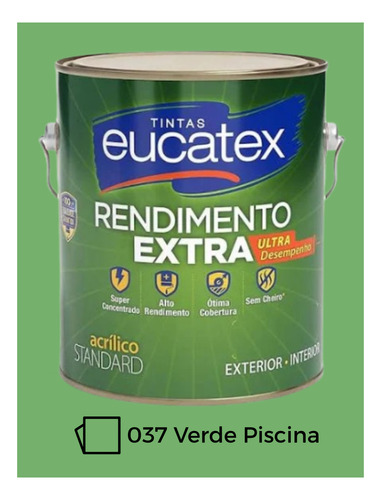 Tinta Interna E Externa Eucatex Rendimento Extra - 3,6 Gl Verde Piscina