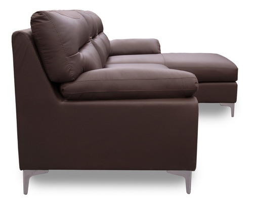 Sala De Piel - Isabela - Esquinera - Sofa Y Chaise Derecho Color Chocolate