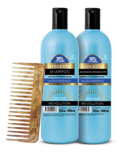 Shampoo Acondicionador Wonder Tex Revolution Algas +peineta