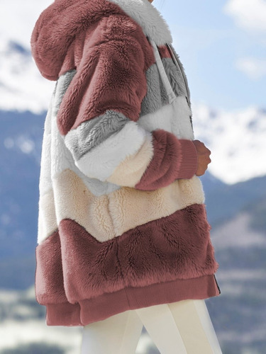 Imagen 4 de 6 de Abrigo Holgado Con Capucha De Peluche De Peluche De