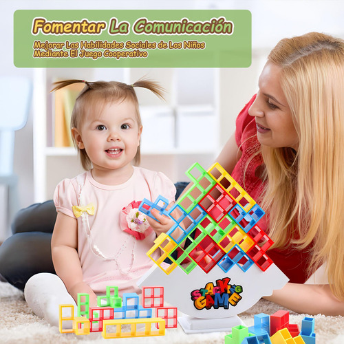 P Juego Equilibrio Torre Tetra, 64pcs Juguetes De