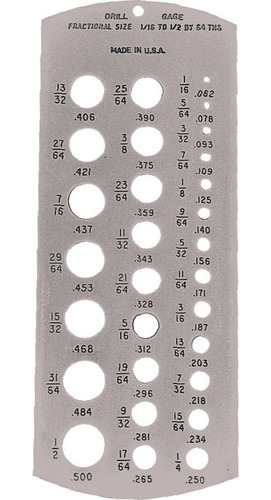 Gauge / Calibrador P/brocas 1/16 -1/2  (64's)