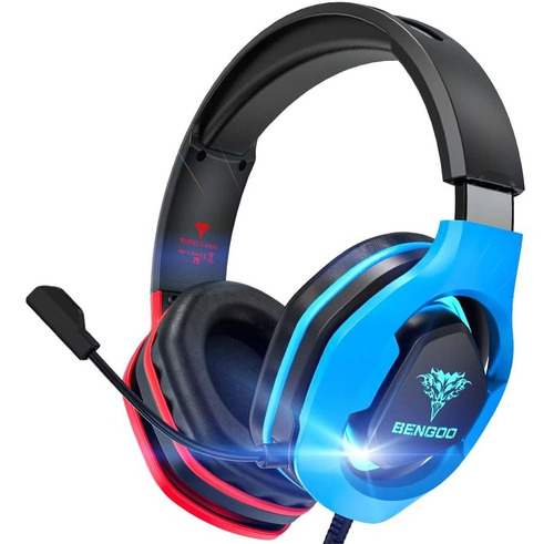 Auriculares Con Microfono | Gamer / Azul Y Rojo | Con Cable