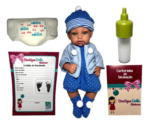 Boneco Bebê Reborn Real Realista Menino Recém Nascido E Acessórios Mamadeira Mágica - Com Cílios - Corpo Completo Em Vinil Muito Detalhado Lindo Parece De Verdade - Super Toys