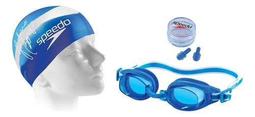 Kit Óculos , Touca E Proteção De Ouvido Adulto 509173 Speedo Cor Azul