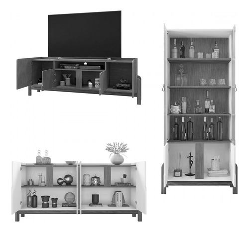Sala De Estar Completa Para Tv Até 60 Polegadas Home 12 Cor Bege