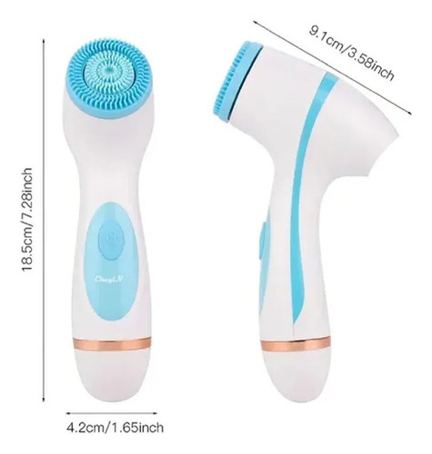 Cepillo Facial Celeste 3 En 1 Limpieza Masaje Silicona