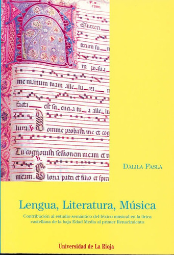 Lengua, Literatura, Mãâºsica, De Fasla, Dalila. Editorial Universidad De La Rioja. Servicio De Publicaciones, Tapa Blanda En Español