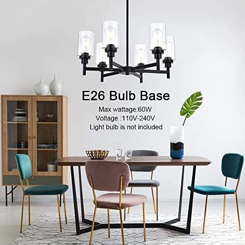Vinluz 6 Lámpara De Araña Industrial Colgante Negro Con Cili