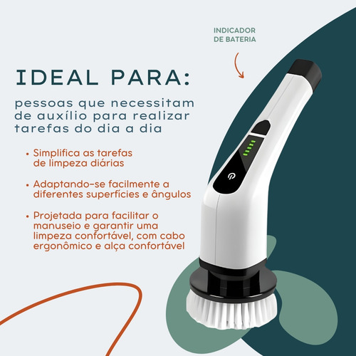Esfregão Elétrico Mop Escova Limpeza Giratoria Multiuso Chão