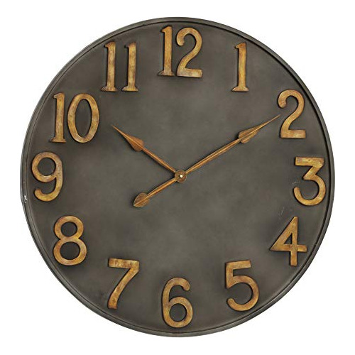Reloj De Pared Industrial Moderno, Metal Gris Peltre, N...