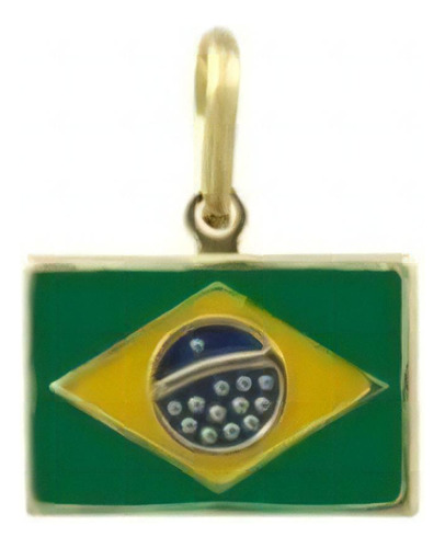 Pingente Bandeira Do Brasil Brasileiro Folheado Ouro 18k