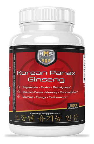 Ginseng Rojo Coreano Panax 2000mg Capsulas Memoria Energía