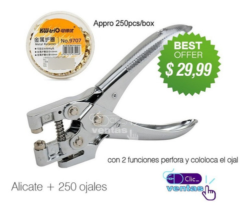 Imagen 5 de 7 de Ojal / Ojalillo Metalico 9*4.5*5mm P/remachadora