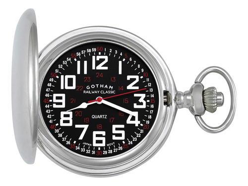 Reloj De Bolsillo Gotham Gwc15044sb Cuarzo Plateado Hombre Color