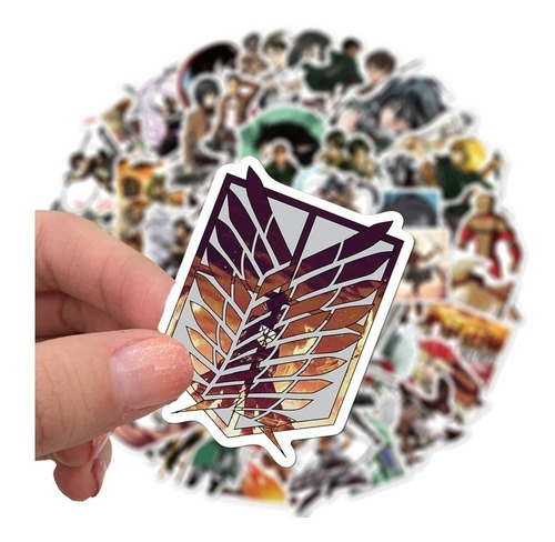 Stickers Shingeki No Kyojin 50 Unidades Excelente Calidad
