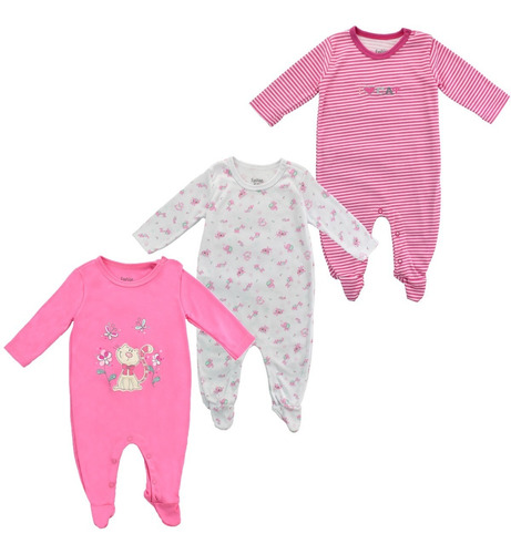 Imagen 1 de 5 de Pijamas Bebé Niña Set X 3 Estampadas