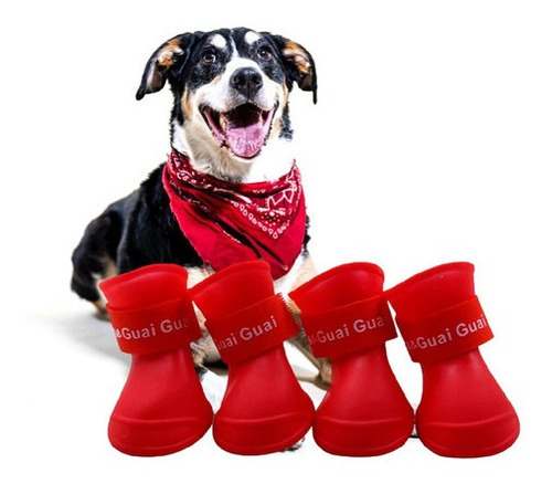 Set 4 Zapatos Botas Impermeables Para Perro Talla L Largue