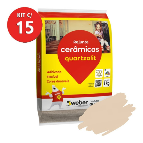 Kit C/ 15 Rejunte Ceramica 1kg Bege Quartzolit