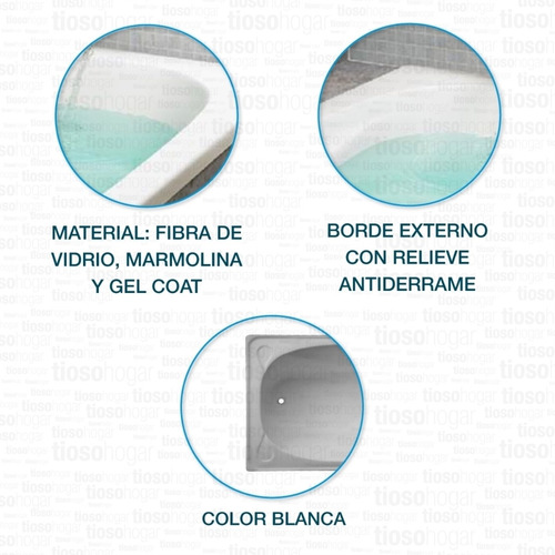 Imagen 5 de 10 de Bañera Fibra 1 Metro Reforzada Anatomica Anatomica Apoyabraz