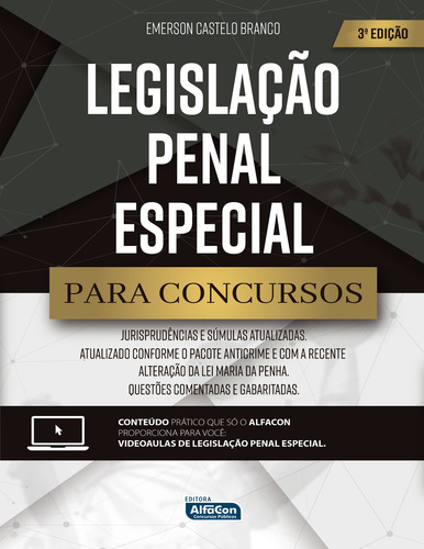 Legislação Penal Especial Para Concursos: Para concursos, de Castelo Branco, Emerson. Concursos, vol. Unico. Editorial Jafar Sistemas De Ensino E Cursos Livres, tapa mole, edición 3 en português, 2021