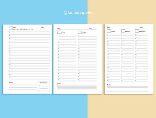 Agenda Perpetua Diaria +2 Días Xpág + Semanal Pdf Imprimible