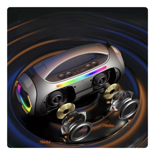 Caixa De Som Potente Sem Fio Impermeável Bluetooth 60w Agold Cor Preto 127/220v