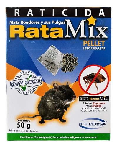 Ratamix Pellet 50gr Mata Roedores Y Sus Pulgas