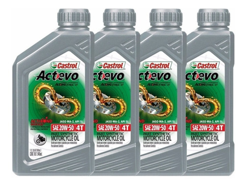 Caja 4ltr Aceite Moto Castrol Actevo 4t Semisintético 20w50