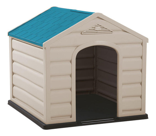 Casa Para Perro Pequeña Taupe Techo Azul 68x61x58 Cms Rimax