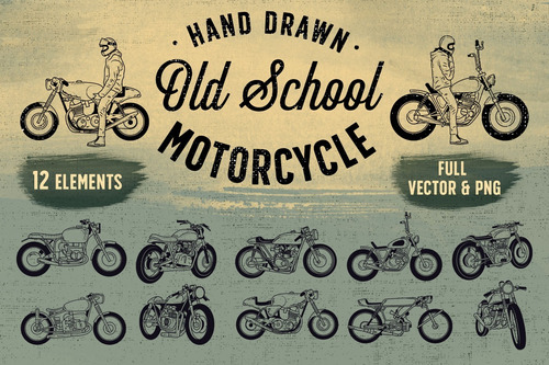 Kit Imágenes Digitales Motos Antiguas Old School Motorcycle
