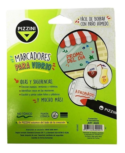 Marcadores Pizzini Para Vidrio X9 #849917530