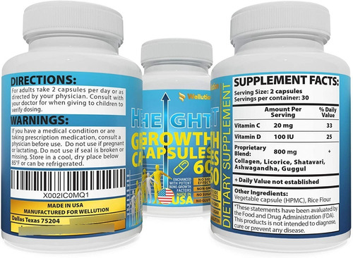 Imagen 1 de 6 de Height Growth Pastillas Del Crecimiento De Estatura Natural