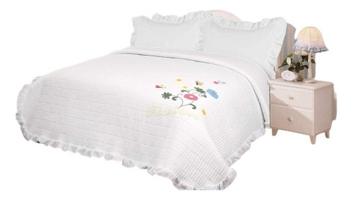 Cubrecama Verano Quilt 2 Plazas Con Bordados Y Fragancia Tf