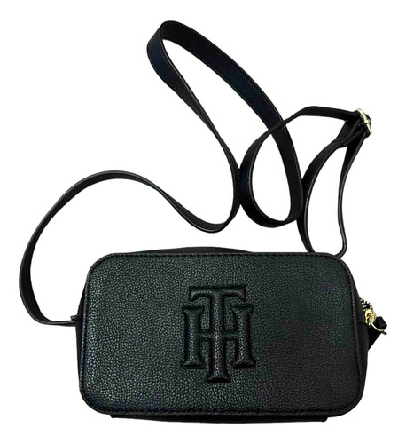 Cartera Bandolera Tommy Hilfiger Negra Original Negro Liso Oro Negro
