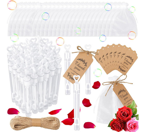 100 Burbujero Para Boda Fiesta Corazón Hueco Burbujero Vacío Color Blanco