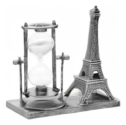 Estatua Torre Eiffel Vintage, Reloj Arena Decorativo Dormito