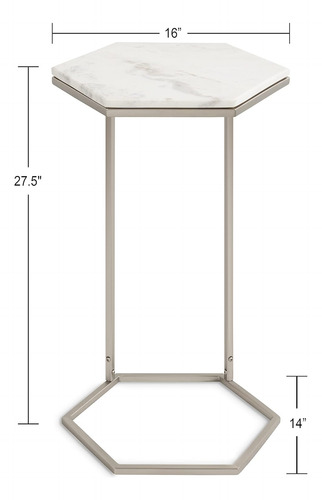Mesa Auxiliar Moderna De Mármol Hexagonal, 16x14x28, Platead