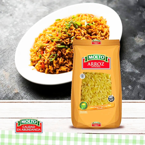 Imagen 2 de 9 de Arroz Integral Molto Largo Fino 500g Libre Gluten Pack X12