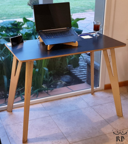 Imagen 3 de 7 de Sillón Pc Oficina + Escritorio Nórdico Madera Negro Combo