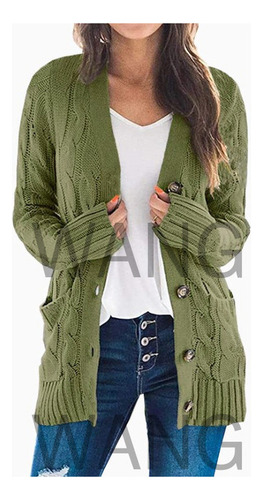 Chaqueta Tipo Jersey De Mujer De Largo Medio Con Botones